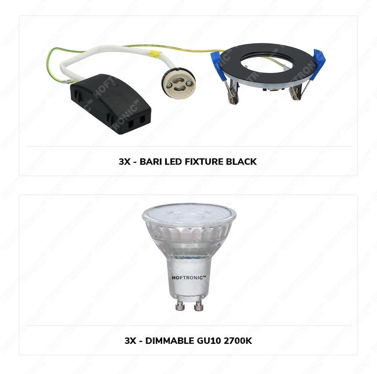 HOFTRONIC™ LED Inbouwspots 3 Spots - Zwart - Rond - IP65 - GU10 - Dimbaar - Spot Bari - 5 Watt 2700K Warm Wit - Afbeelding 11