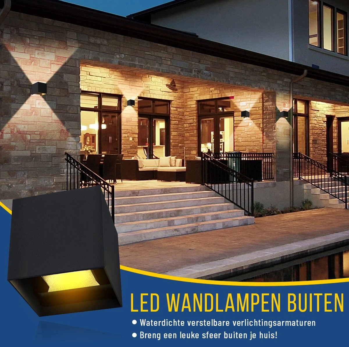 WRH - Set Van 2 Wandlamp Binnen Industrieel - Wandlamp Buiten - Waterdicht IP65 - Industrieel Modern - Set Van 2 - Afbeelding 4