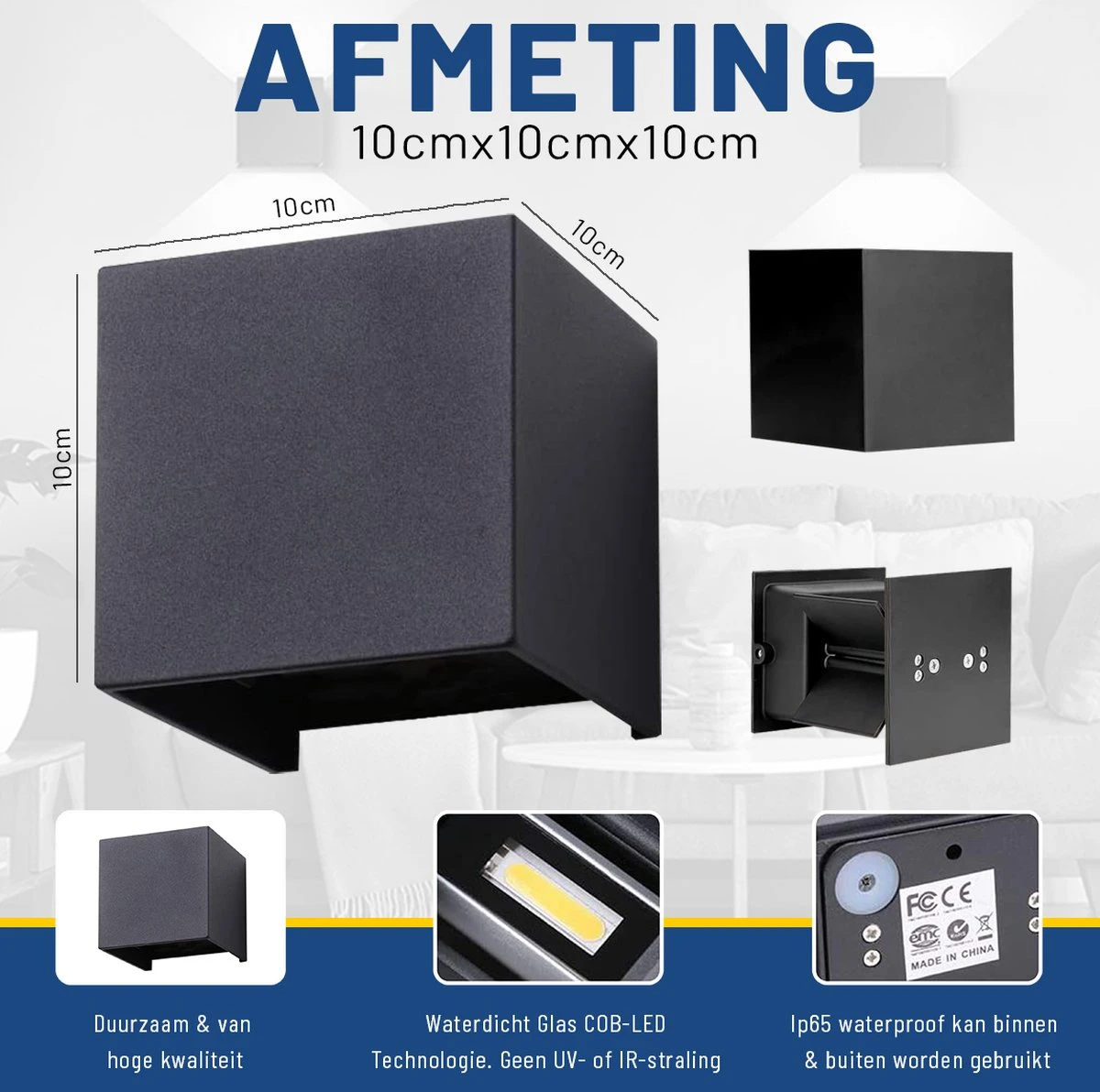 WRH - Set Van 2 Wandlamp Binnen Industrieel - Wandlamp Buiten - Waterdicht IP65 - Industrieel Modern - Set Van 2 - Afbeelding 5