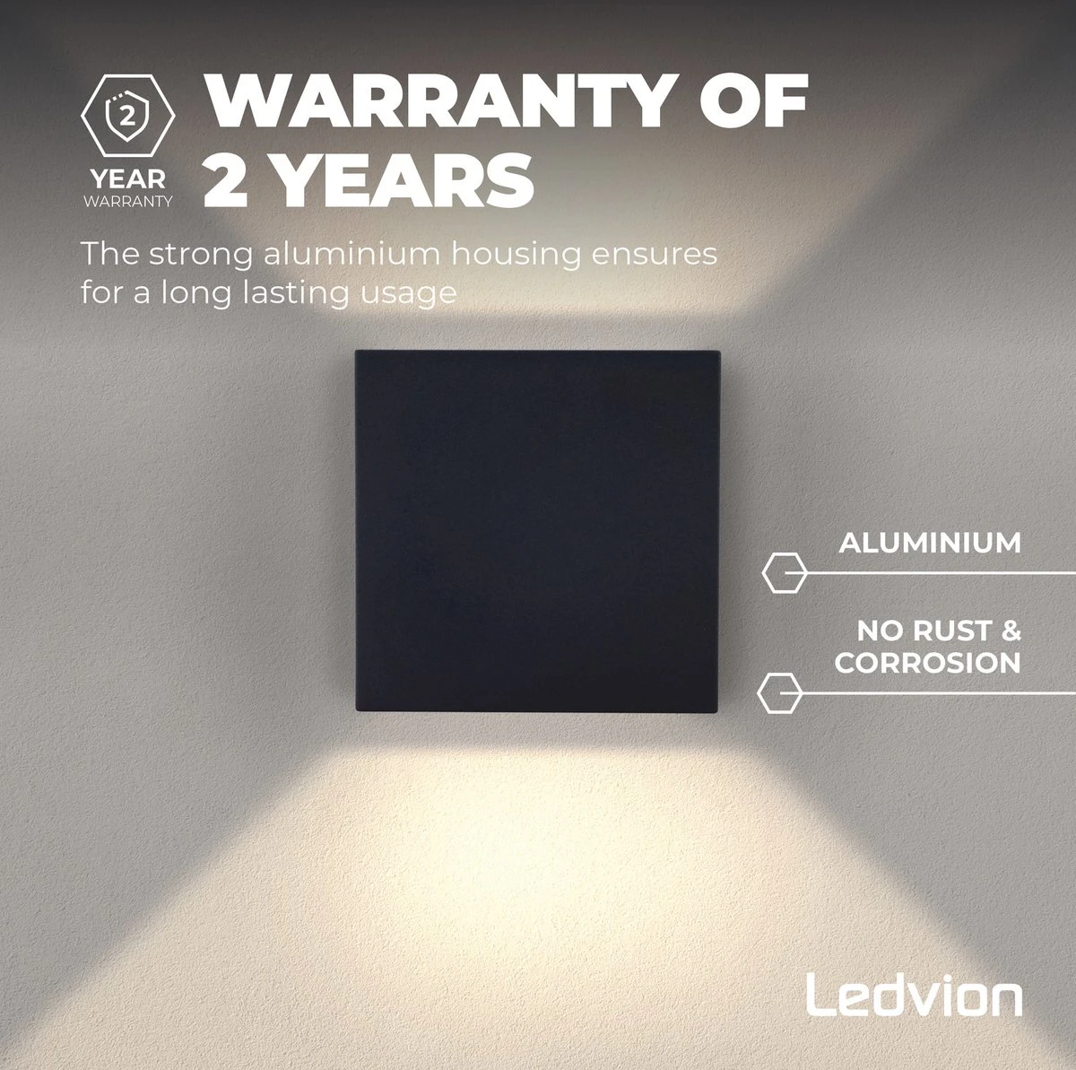 Ledvion Wandlamp Buiten - Zwart - 6W - 3000K - Up Down Light - IP54 - Afbeelding 12