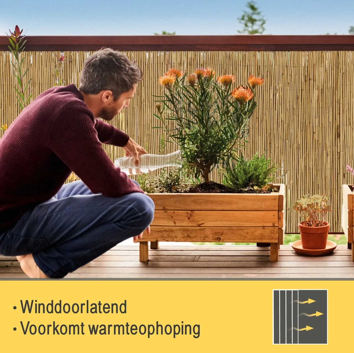 Sol Royal Premium Balkonscherm Riet - Privacyscherm Voor Balkon Solvision S36 - Balkondoek Riet 300x100cm - Afbeelding 10