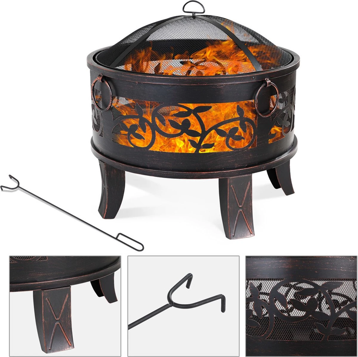 Gardebruk Vuurkorf Rond Ø 67cm – Incl. Vonkbeveiliging & Vuurhaak - Afbeelding 11