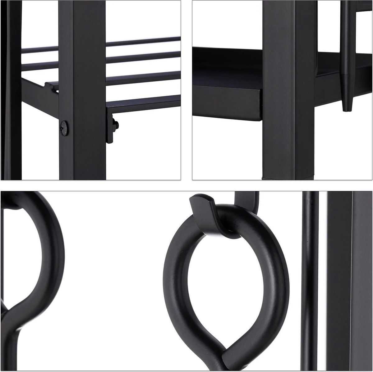 Relaxdays Brandhoutrek Met Haardstel - Vierdelig - Houtopslag - Zwart - Haardhout Opslag - Afbeelding 8