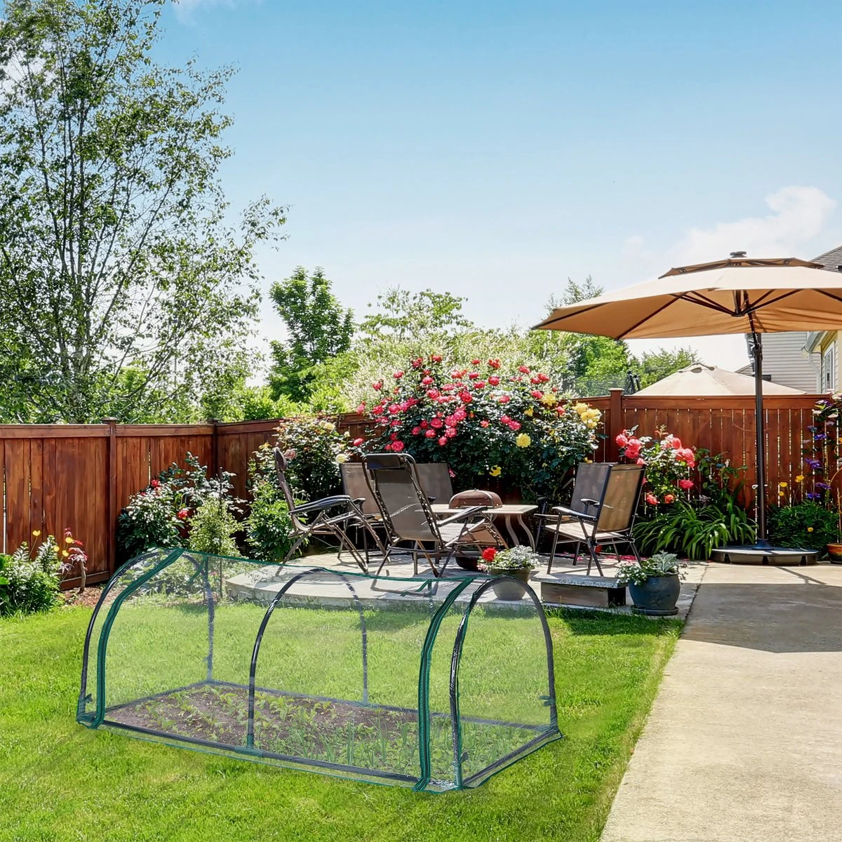 Relaxdays Kweekkas Tunnel Met Raam - Kleine Tuinkas - Ronde Broeikas - Kunststof Hobbykas - Afbeelding 2