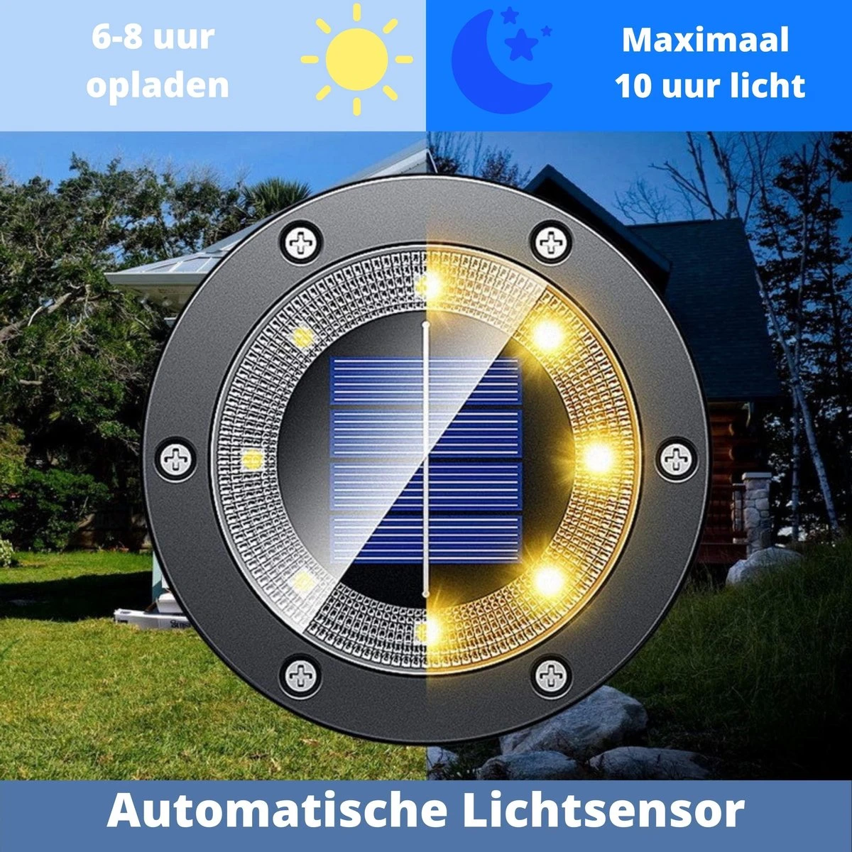Q-Mate 4 X LED Solar Grondspot Zwart - Solar Tuinverlichting - Buitenlamp - Tuinverlichting Op Zonne-Energie - Afbeelding 2