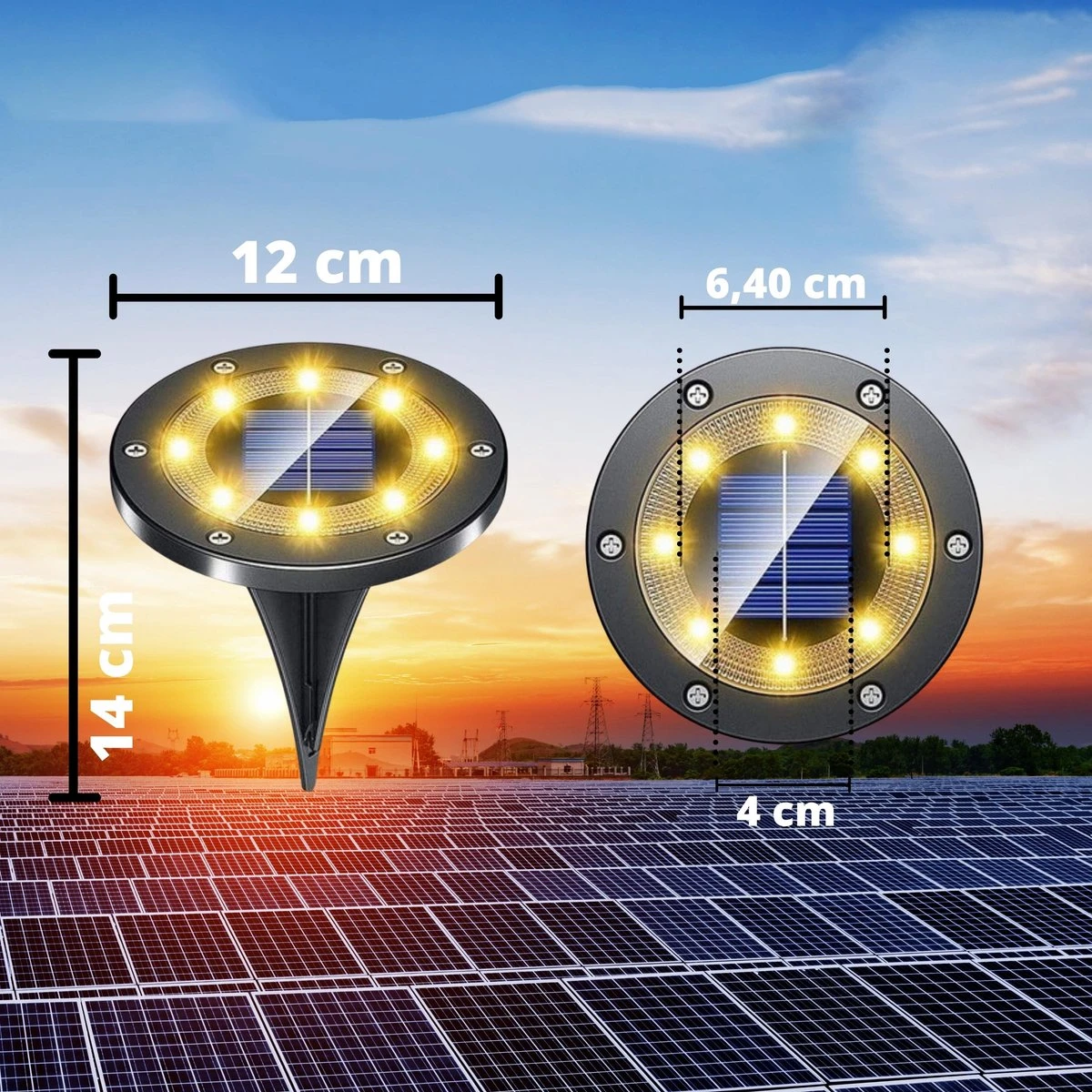 Q-Mate 4 X LED Solar Grondspot Zwart - Solar Tuinverlichting - Buitenlamp - Tuinverlichting Op Zonne-Energie - Afbeelding 6