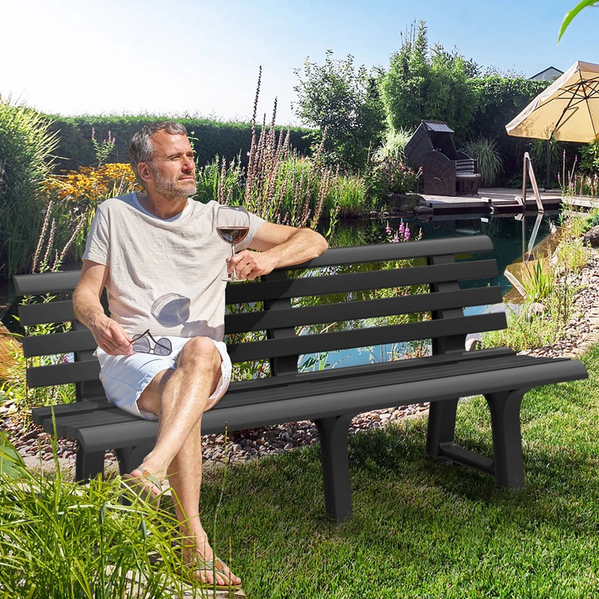 Casaria Tuinbank Orchidea – Kunststof/240kg Belastbaar – Antraciet - Afbeelding 6