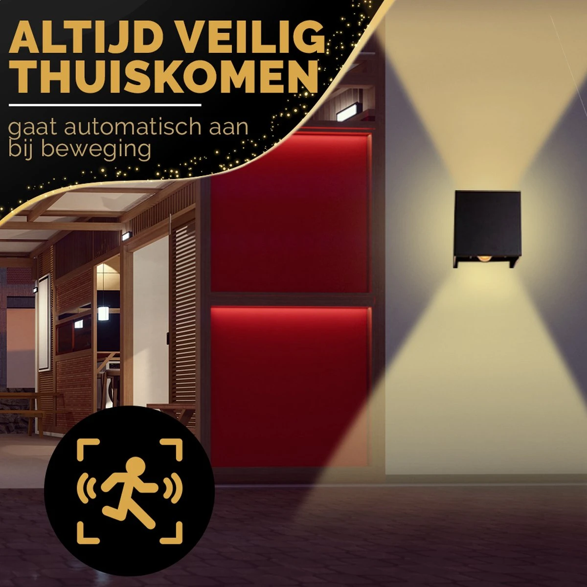 Homèlle Buitenlamp Met Bewegingssensor - Wandlamp Voor Binnen En Buiten - Tuinverlichting - 2700K - Industrieel - Zwart - Design - LED - 10x10x10cm - Afbeelding 2