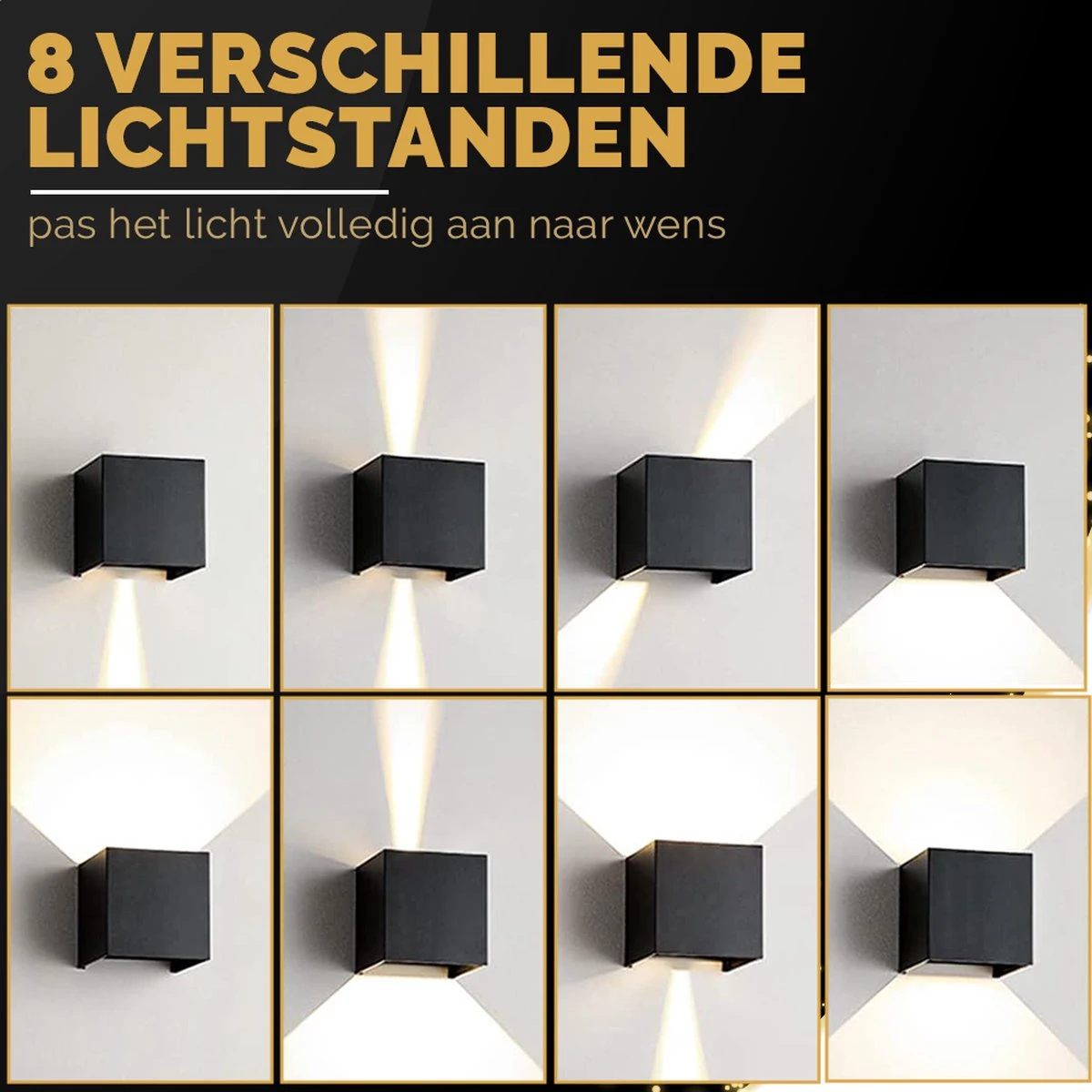 Homèlle Buitenlamp Met Bewegingssensor - Wandlamp Voor Binnen En Buiten - Tuinverlichting - 2700K - Industrieel - Zwart - Design - LED - 10x10x10cm - Afbeelding 4