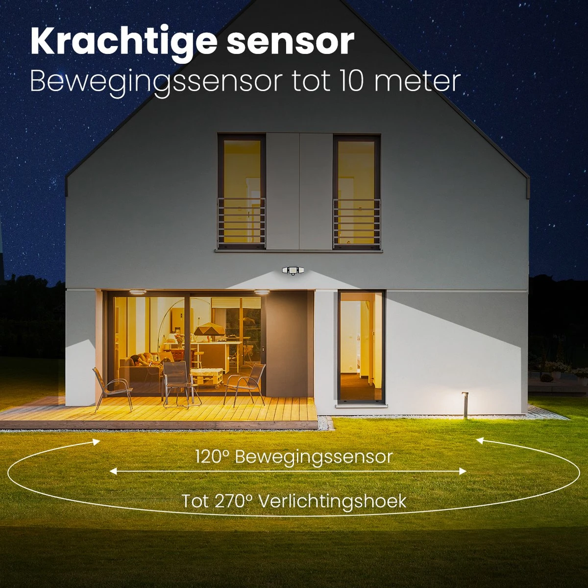 Auronic Buitenlamp - Zonne-energie - Bewegingssensor - 210 LED's Wandlamp - Tuinverlichting - IP65 - Zwart - 2 Stuks - Afbeelding 7