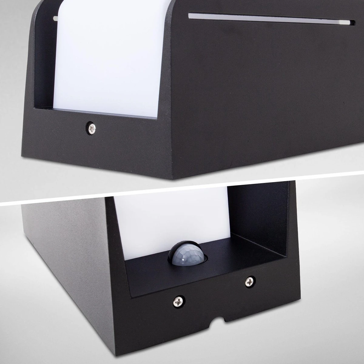 B.K.Licht - Buiten Wandlamp - Met Bewegingssensor - Voor Buiten - Netstroom - Metalen - Rechthoekige - Zwarte Wandlampen - Met 1 Lichtpunt - IP44 - Buitenverlichting - Buitenlamp - E27 Fitting - 25.5x12x10 Cm - Excl. Lichtbron - Afbeelding 3