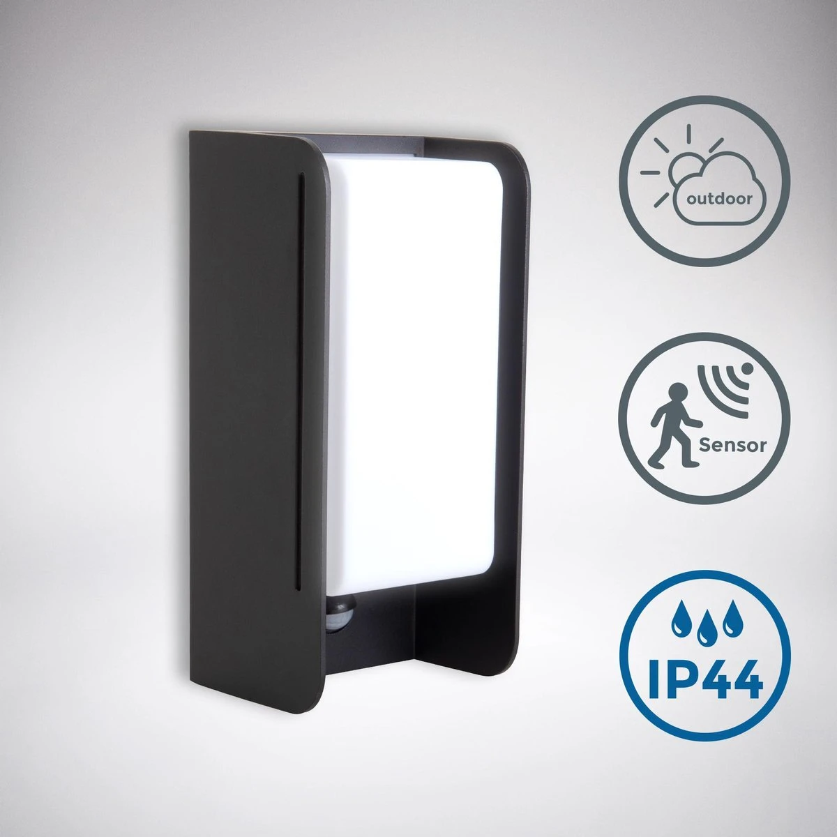 B.K.Licht - Buiten Wandlamp - Met Bewegingssensor - Voor Buiten - Netstroom - Metalen - Rechthoekige - Zwarte Wandlampen - Met 1 Lichtpunt - IP44 - Buitenverlichting - Buitenlamp - E27 Fitting - 25.5x12x10 Cm - Excl. Lichtbron - Afbeelding 4