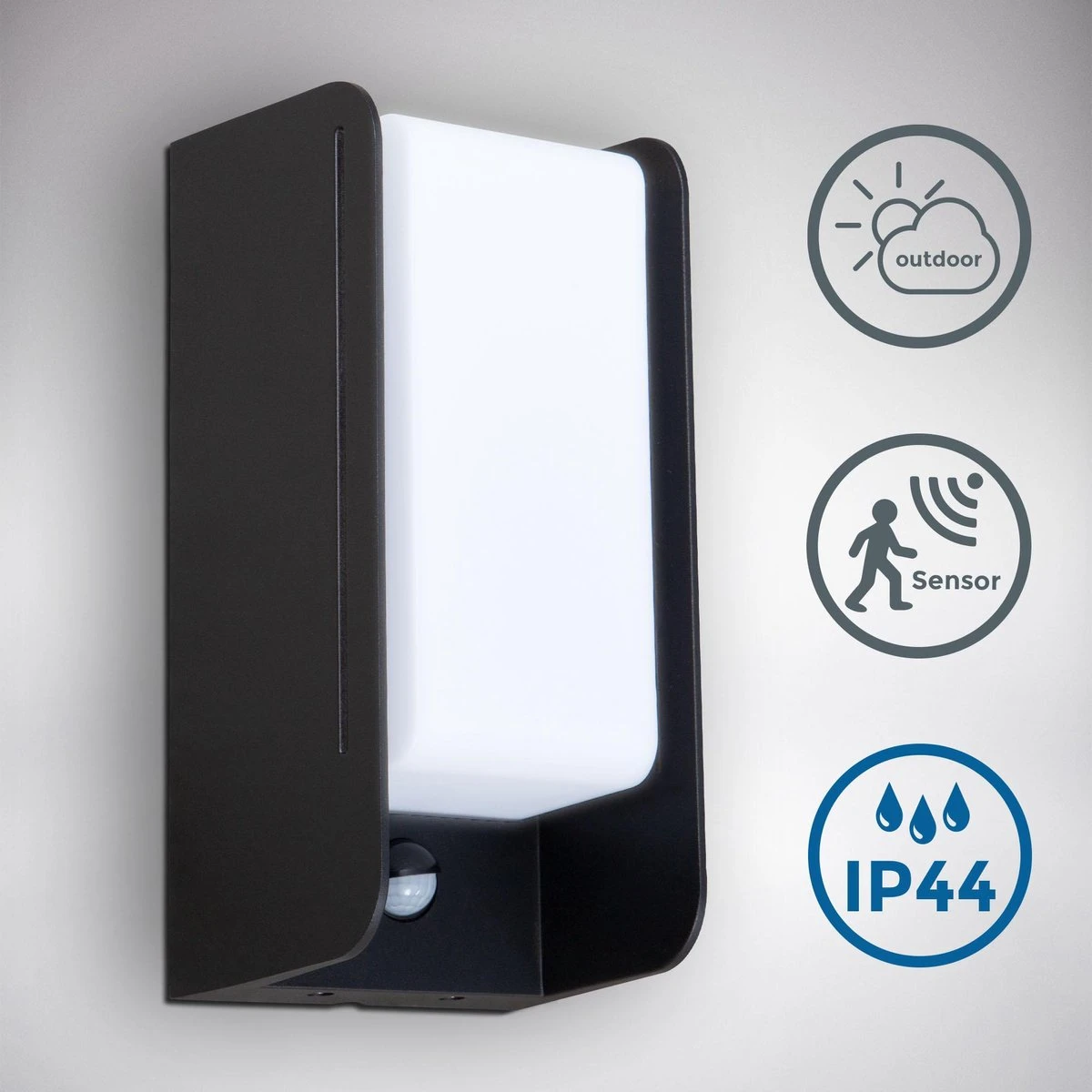 B.K.Licht - Buiten Wandlamp - Met Bewegingssensor - Voor Buiten - Netstroom - Metalen - Rechthoekige - Zwarte Wandlampen - Met 1 Lichtpunt - IP44 - Buitenverlichting - Buitenlamp - E27 Fitting - 25.5x12x10 Cm - Excl. Lichtbron - Afbeelding 8