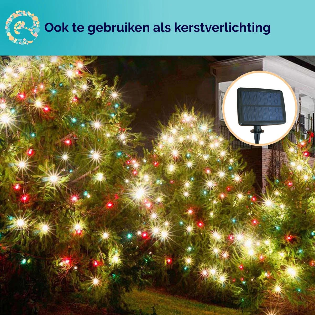 Groovy Light Solar Tuinverlichting Op Zonne-Energie En Netstroom Met 20 LED's - Kerstverlichting Buiten – 3+2m - ø5cm - Afbeelding 4