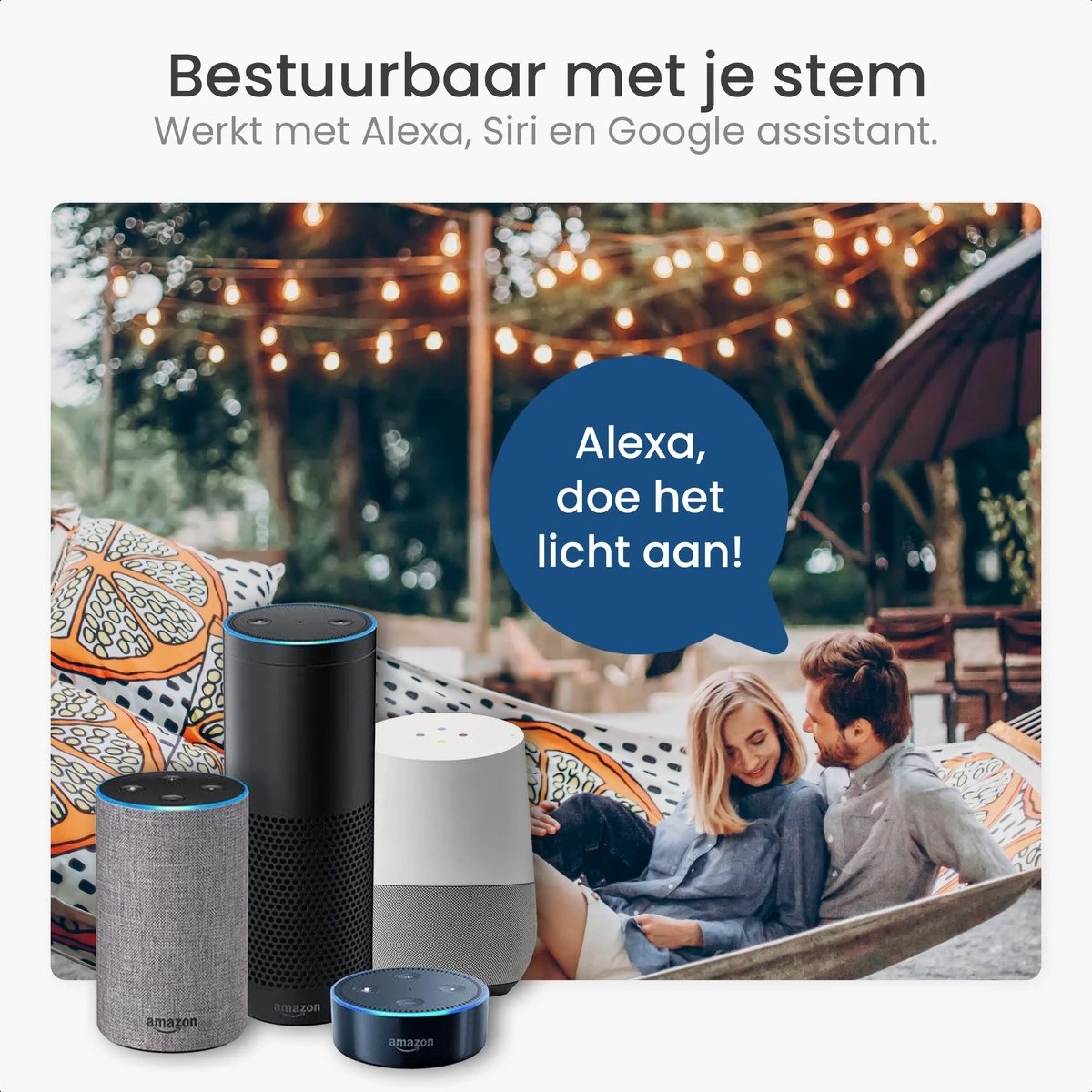 Gologi Lichtsnoer Buiten En Binnen - Lichtslinger 15M - Tuinverlichting LED - Warme Sfeerverlichting 2700K - Smart Verlichting - Koppelbaar Tot 30M - Afbeelding 3