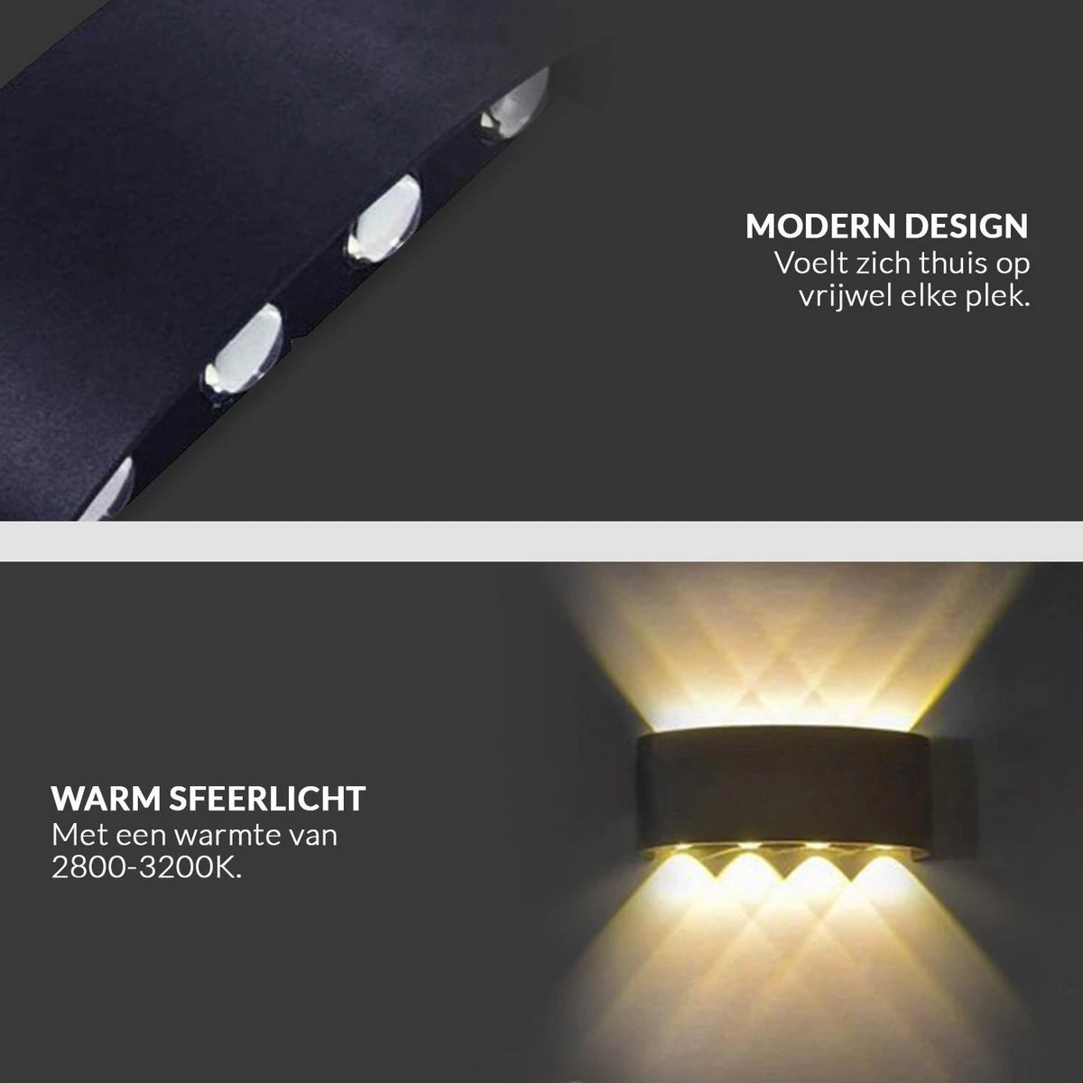 SensaHome Oval - LED Wandlamp Voor Binnen En Buiten - Buitenlamp, Wandspot & Sfeerverlichting - Tuin Lamp/Verlichting - Warm Wit Licht (2800K-3200K) - Zwart - Afbeelding 3