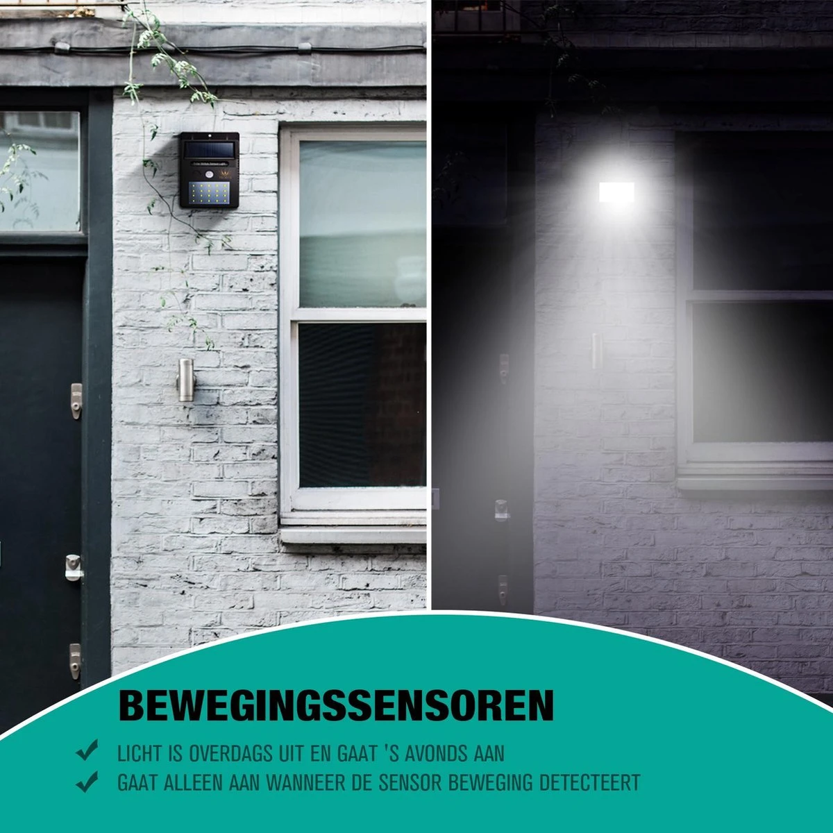 Ferodelli® Solar Buitenlamp Met Bewegingssensor - 40 LEDs - Tuinverlichting Op Zonne Energie - 4 Stuks - Afbeelding 5