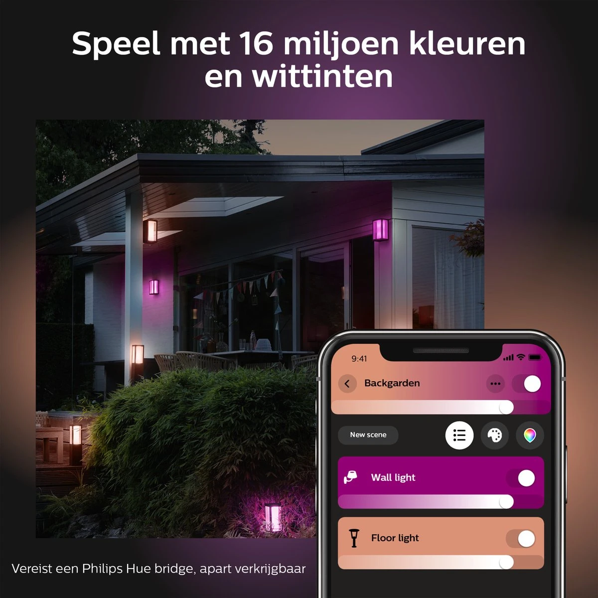 Philips Hue Impress Muurlamp - Wit En Gekleurd Licht - Zwart - Smal - Afbeelding 4