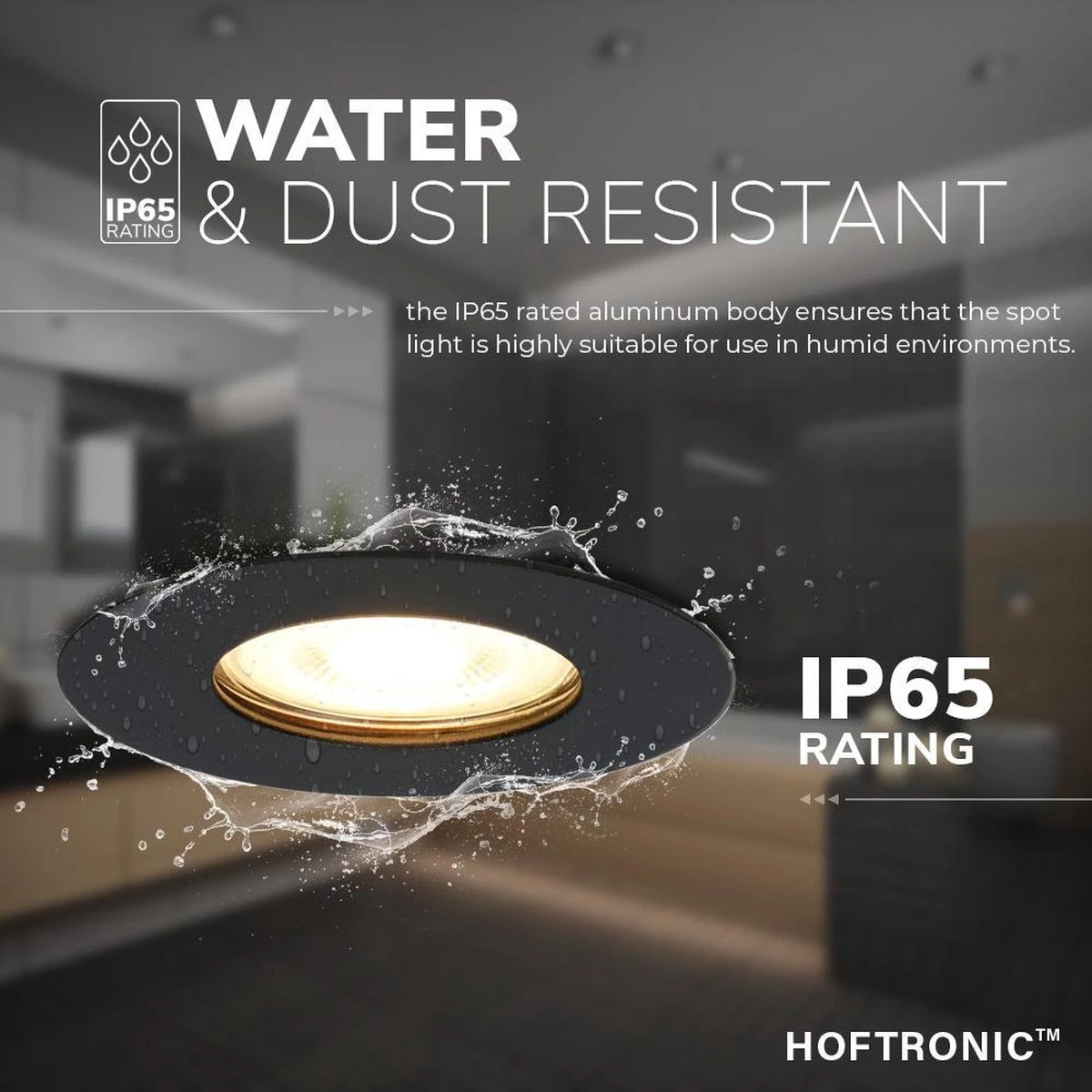 HOFTRONIC™ LED Inbouwspots 3 Spots - Zwart - Rond - IP65 - GU10 - Dimbaar - Spot Bari - 5 Watt 2700K Warm Wit - Afbeelding 16