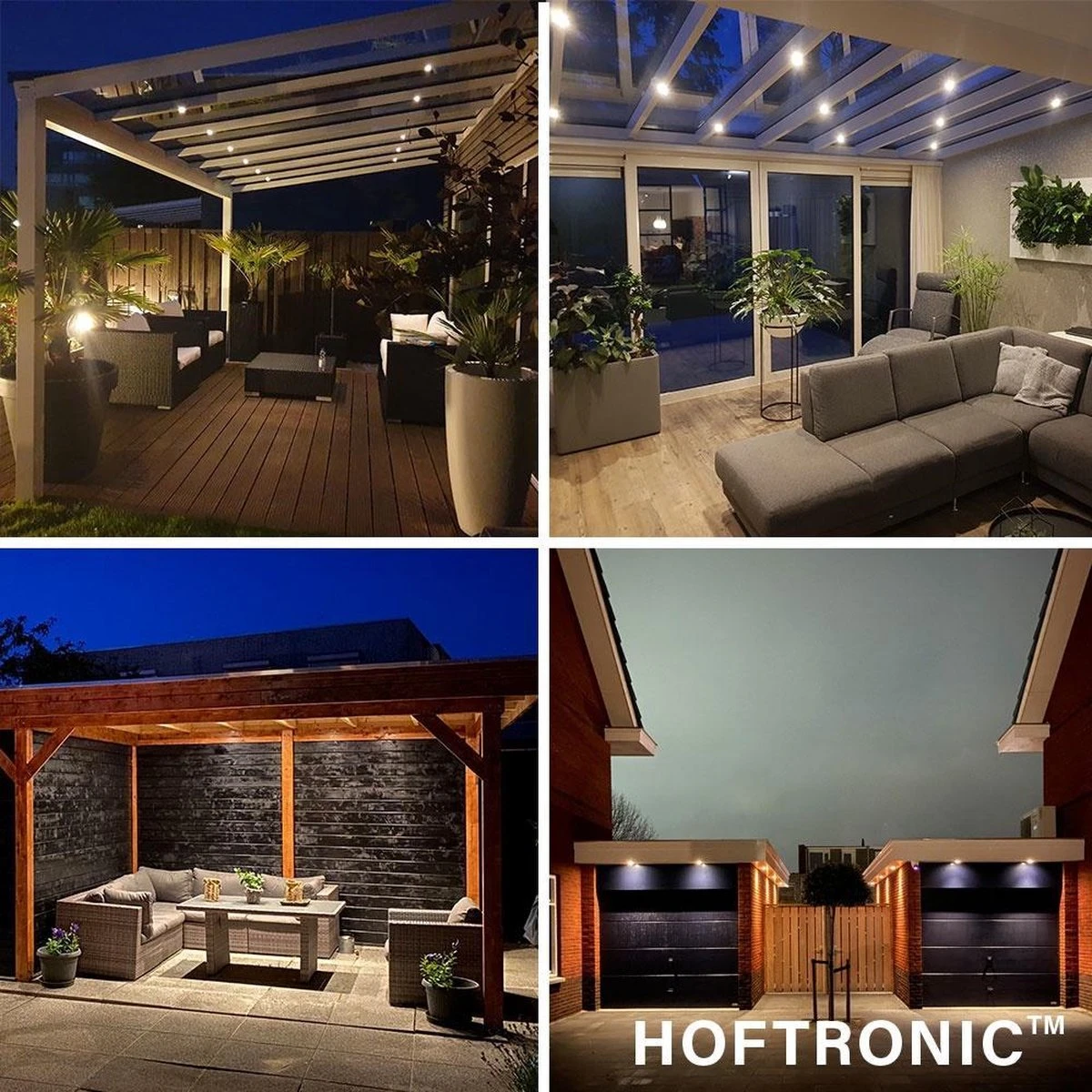 HOFTRONIC Sienna - Veranda Inbouwspots 6x3W - 12 Volt - Complete Veranda Set - 2700K Zeer Warm Wit - IP44 Waterdicht - Dimbare Inbouwspots Met Afstandsbediening - Kantelbaar - 5mm Diameter - 30mm Inbouwdiepte Voor Badkamer En Tuin - Afbeelding 2