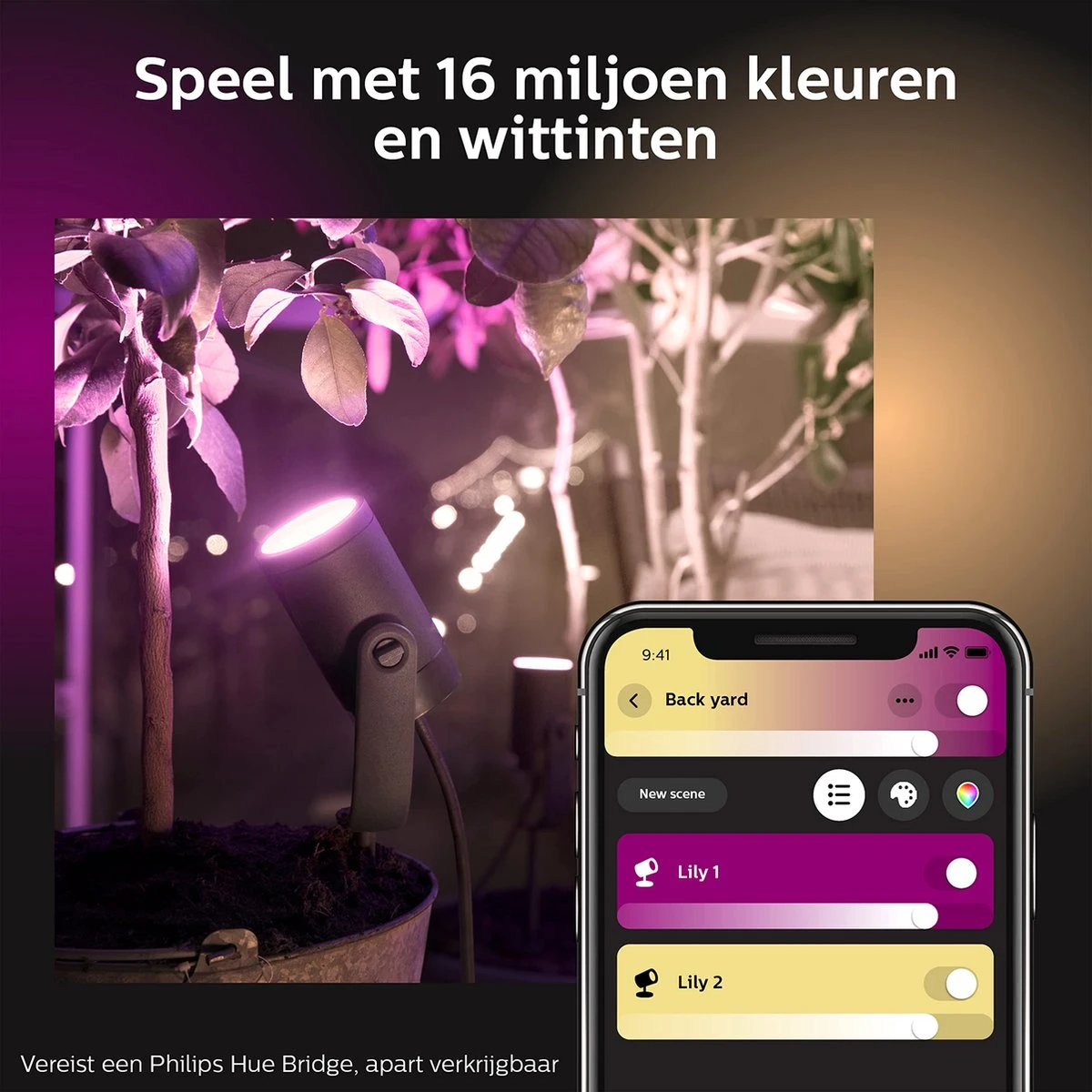 Philips Hue Lily Tuinspot Starterspakket Met Hue Bridge - Prikspot White And Color Ambiance - Prikspots Voor Buiten - Tuinverlichting - 3 Spots - Zwart - Afbeelding 14