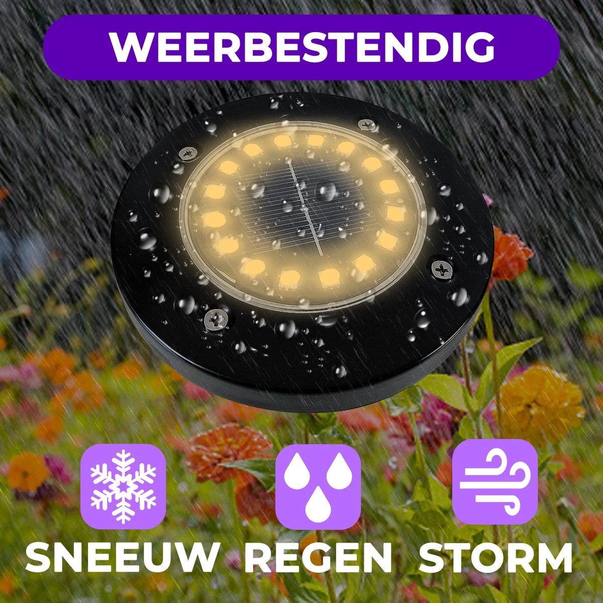 Shutterlight® 16 LED Solar Grondspot - Tuinverlichting - Zonlichtsensor - Zonne-energie - Matte Zwart - Warm Wit Licht - 4 Stuks - Buiten - Afbeelding 2