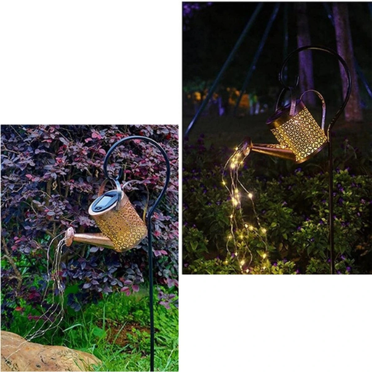 Exalight Gieter Lamp - IJzeren Solar Lantaarn - Tuin Decoratie - LED Licht - Lantaarn - Zonne Energie - Met Ronde Standaard - Afbeelding 7