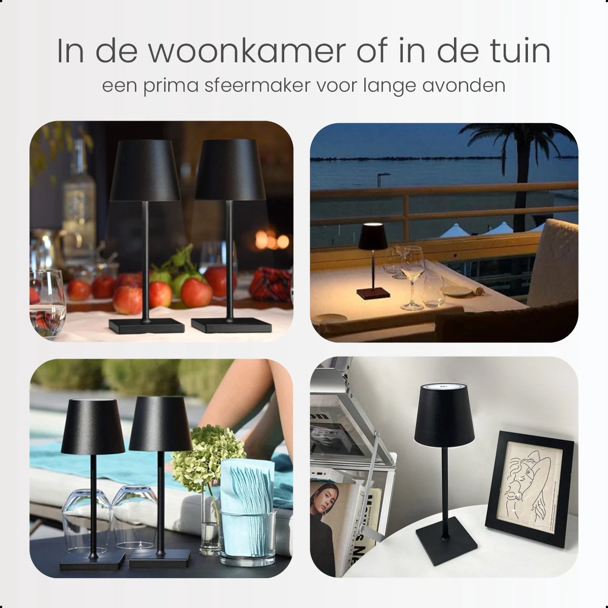 Goliving Tafellamp Op Batterijen - Oplaadbaar En Dimbaar - Moderne Touch Lamp Zwart - Nachtlamp Draadloos - 26 CM - Afbeelding 7