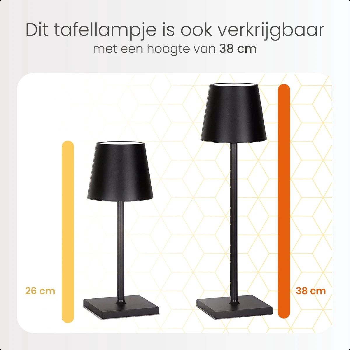 Goliving Tafellamp Op Batterijen - Oplaadbaar En Dimbaar - Moderne Touch Lamp Zwart - Nachtlamp Draadloos - 26 CM - Afbeelding 8