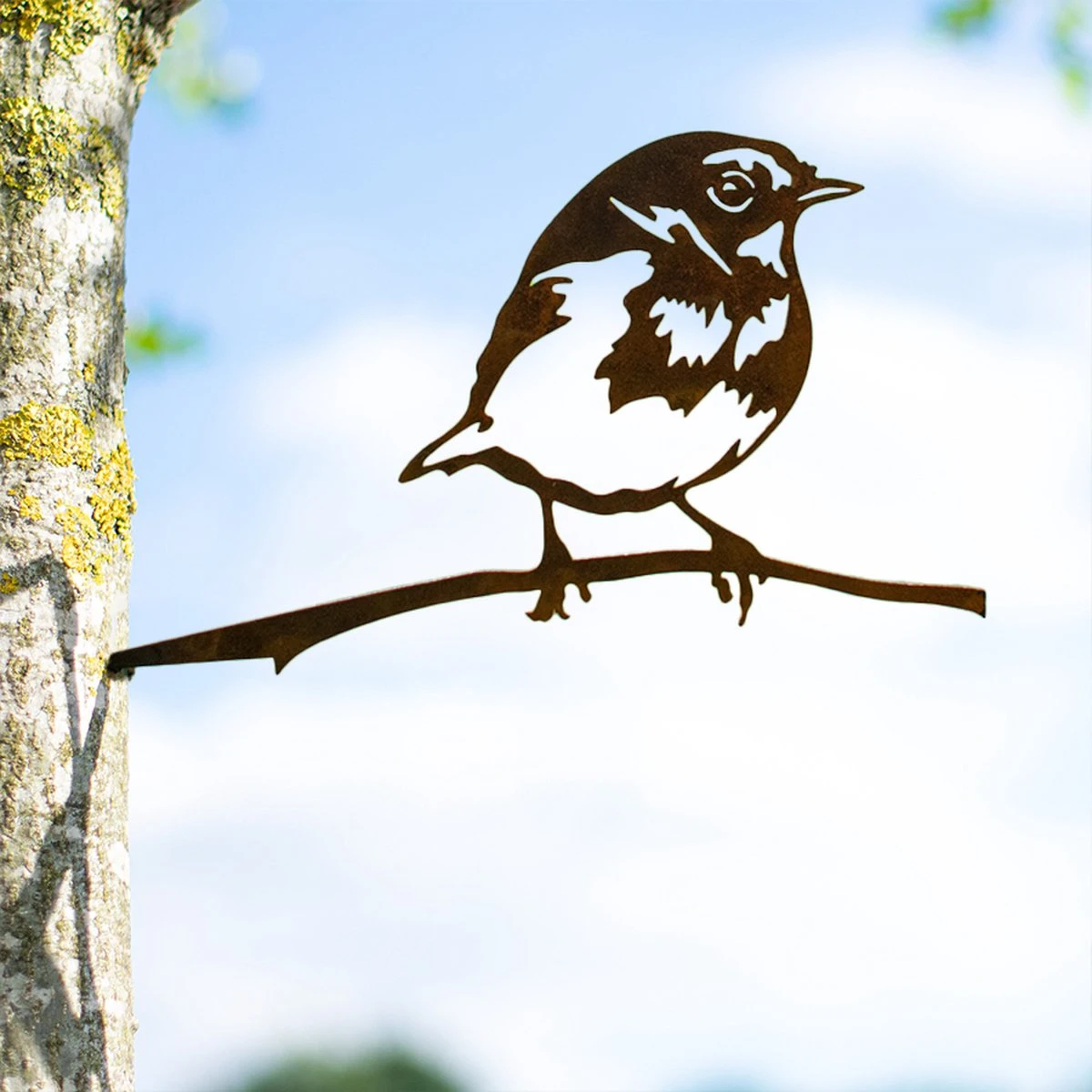 Tuindecoratie - Cortenstaal - Metalbird - Boomdecoratie - Roodborstje - 25x13cm