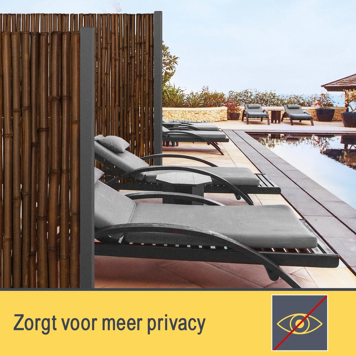 Sol Royal B23 – Premium Bamboe Tuinscherm 100x250cm Donkerbruin – Geharde Bamboestokken Ø 2-3cm – Weerbestendige Balkonscherm - Afbeelding 3