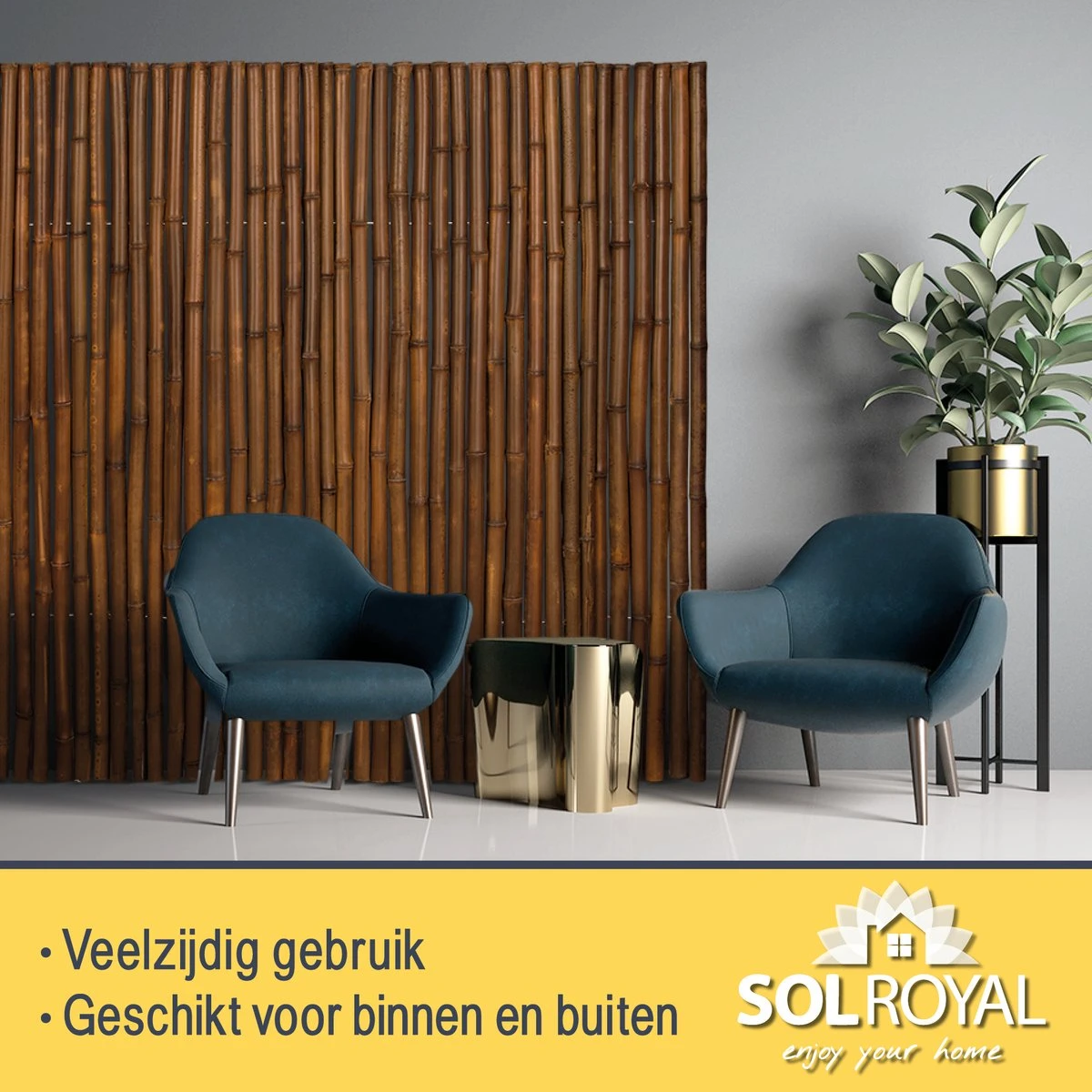 Sol Royal B23 – Premium Bamboe Tuinscherm 100x250cm Donkerbruin – Geharde Bamboestokken Ø 2-3cm – Weerbestendige Balkonscherm - Afbeelding 6