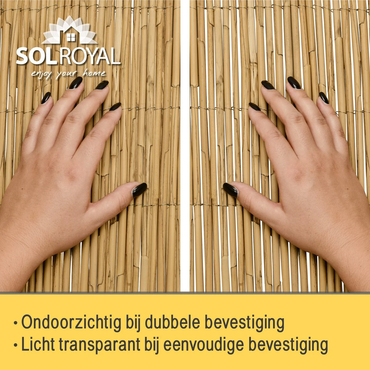 Sol Royal Premium Balkonscherm Riet - Privacyscherm Voor Balkon Solvision S36 - Balkondoek Riet 300x100cm - Afbeelding 4
