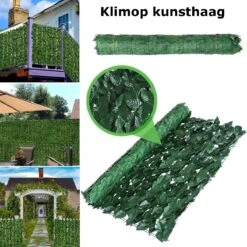 Klimop Kunsthaag – Kunsthaag – Kunsthaag Voor Buiten – Kunsthaag Op Rol – Kunsthaag Tuinscherm - Kunsthaag Klimop – Klimop – Kunstheg – Hedera – Kunstplant – Uitschuifbaar – Tuinscherm – Groen – 100x240cm
