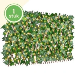 Hedera Kunsthaag Met LED Verlichting- Uitschuifbaar Tot 2.30m - Voor Binnen En Buiten - Tuinscherm - Kamer Decoratie Voor Huis En Tuin