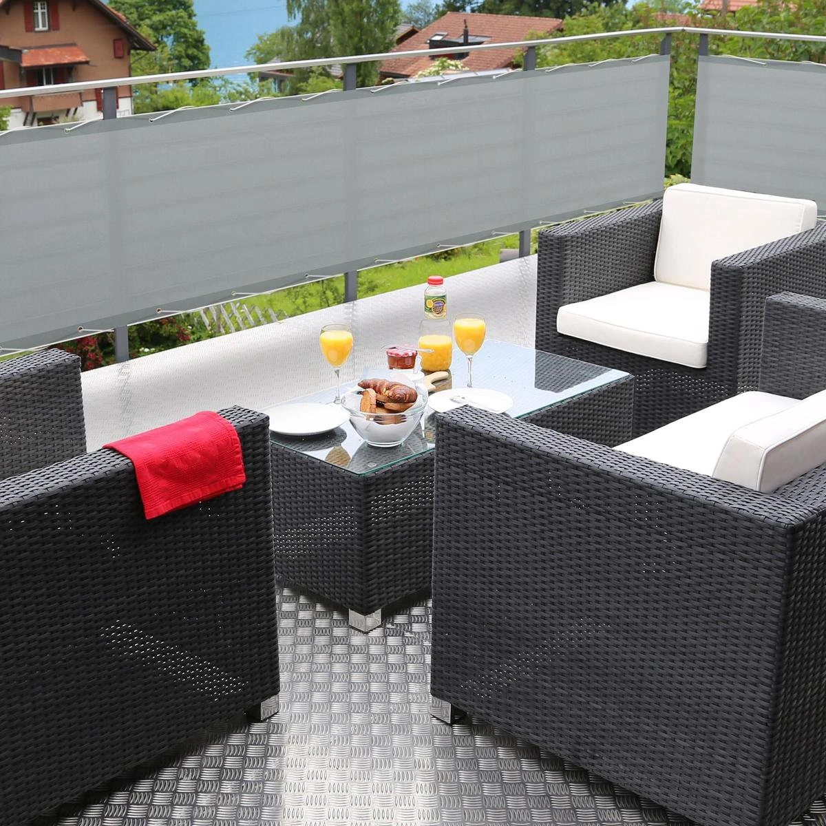 Sol Royal PB2 – Balkonscherm Grijs 500 X 90 Cm – Balkondoek Waterafstotend – UV Bescherming – Incl. Bevestigingsmateriaal - Afbeelding 4