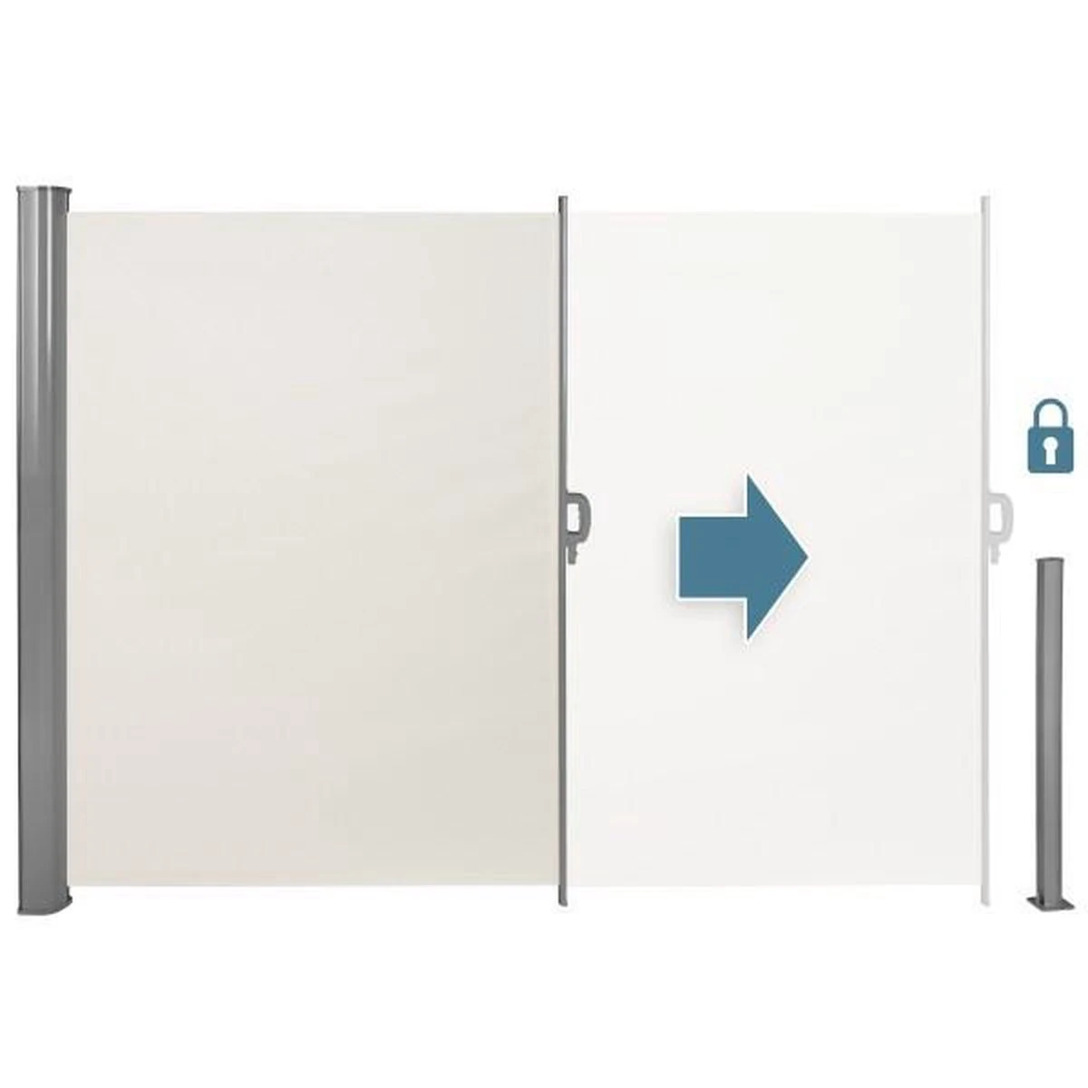 Tectake - Uitschuifbaar Aluminium Windscherm Tuinscherm 180 X 300 Cm Beige 401529 - Afbeelding 3