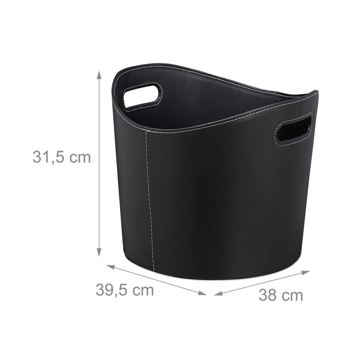 Relaxdays Houtmand Kunstleer - Haardhout Mand Zwart - Opbergmand - Haardmand - L - Afbeelding 5