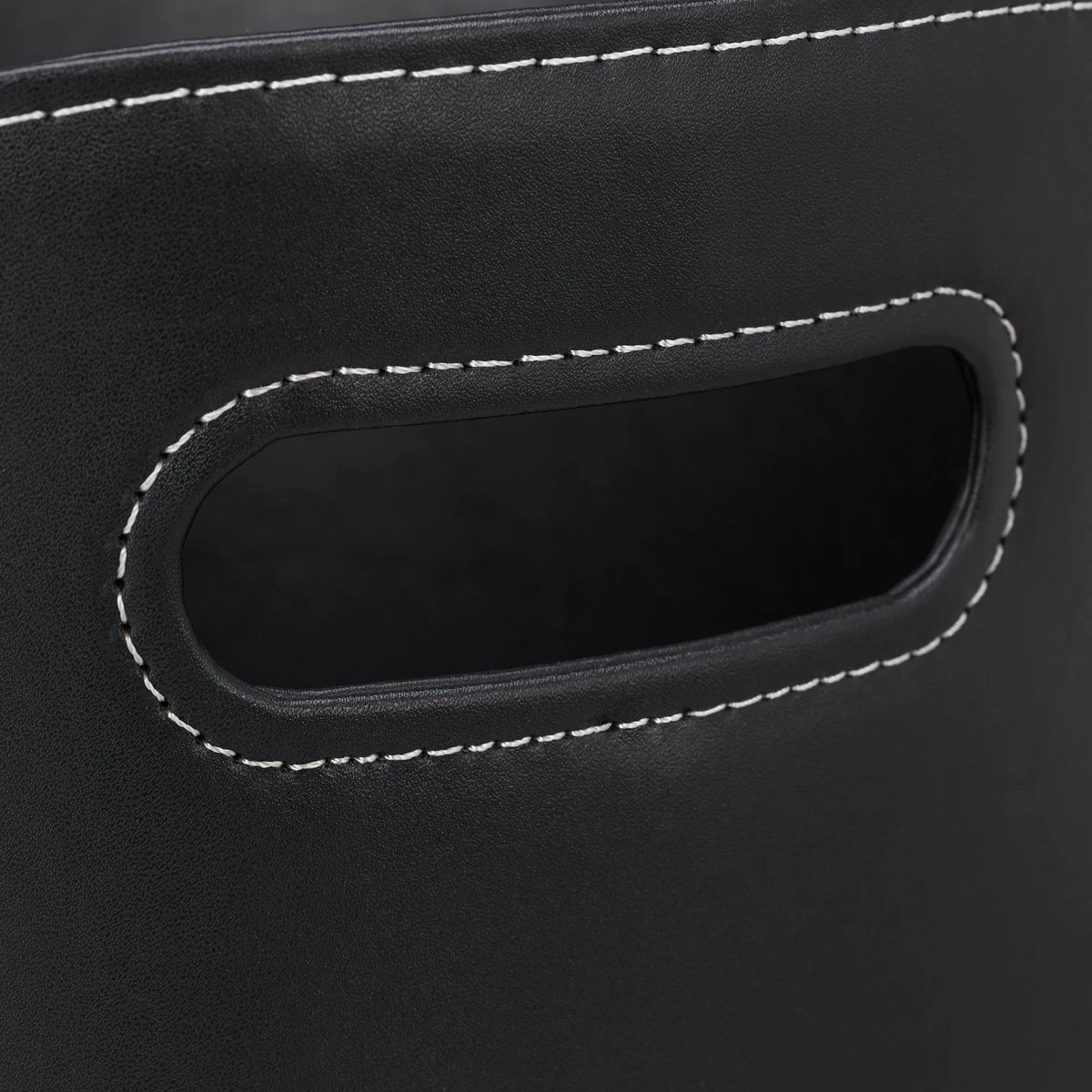 Relaxdays 1x Houtmand Kunstleer - Haardhout Mand Zwart - Opbergmand - Haardmand - Afbeelding 2