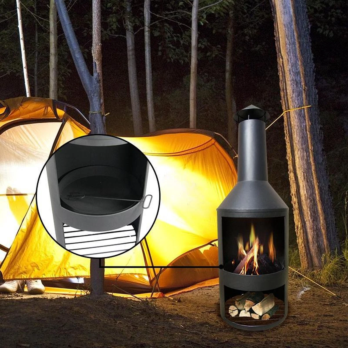 MaxxGarden Tuinhaard Grieks Fenix - Terrashaard - Vuurkorf - BBQ - Terrasverwarmer - Terrasverwarming - Sfeerhaard - 45 X 134cm - Zwart - Afbeelding 5