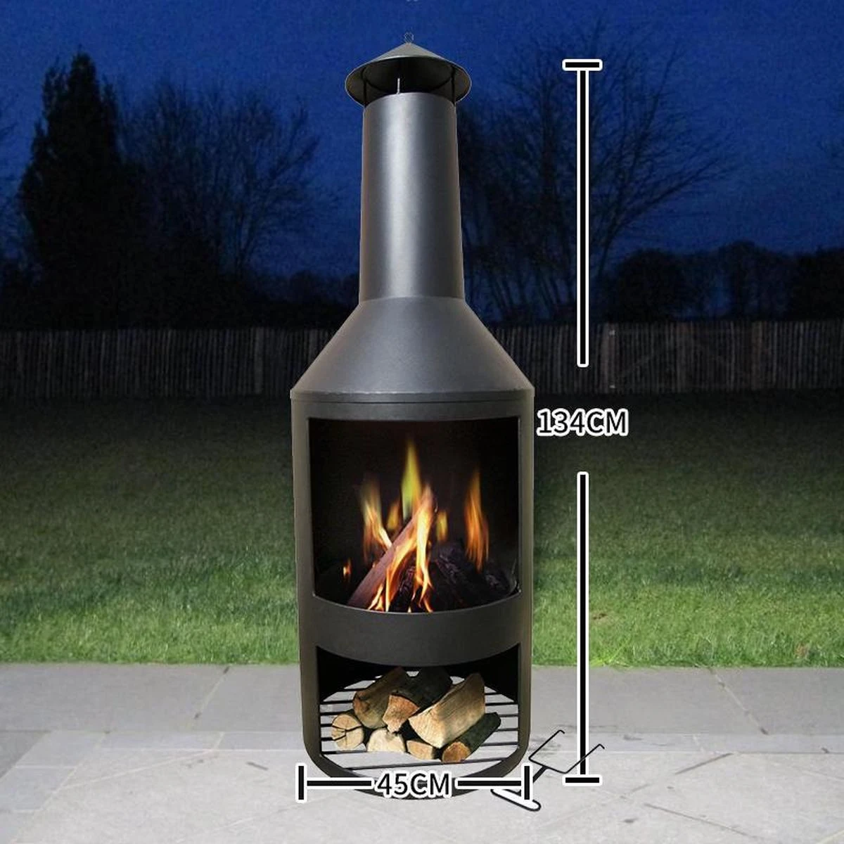 MaxxGarden Tuinhaard Grieks Fenix - Terrashaard - Vuurkorf - BBQ - Terrasverwarmer - Terrasverwarming - Sfeerhaard - 45 X 134cm - Zwart - Afbeelding 8