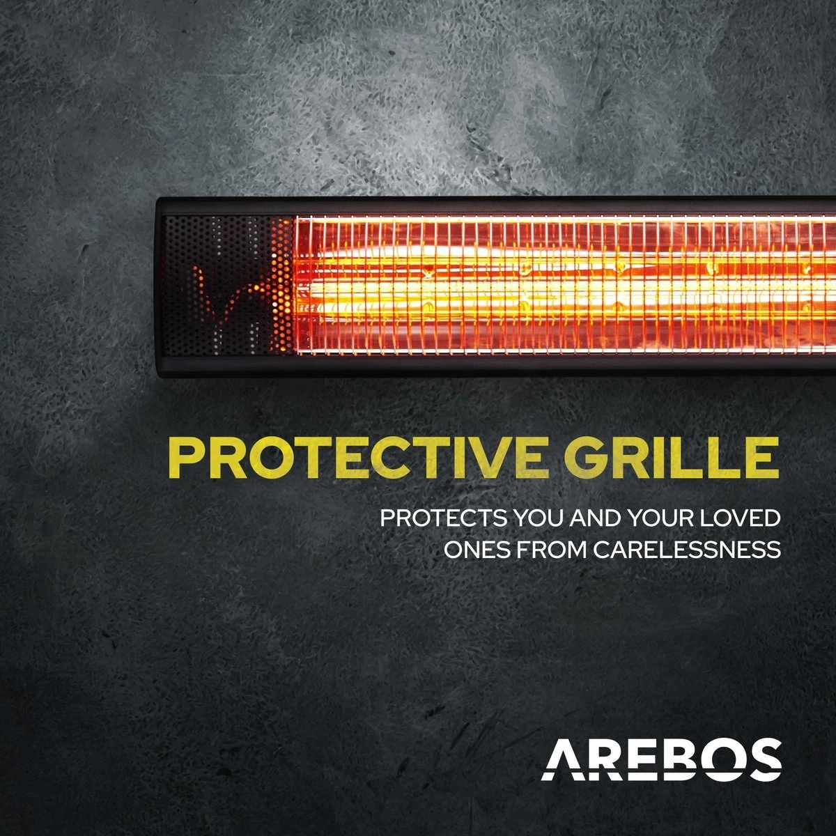 AREBOS Infrarood Heater - 2000W - 3 Warmteniveaus - Terrasverwarmer Elektrisch - Binnen En Buiten Gebruik - Zwart - Afbeelding 3