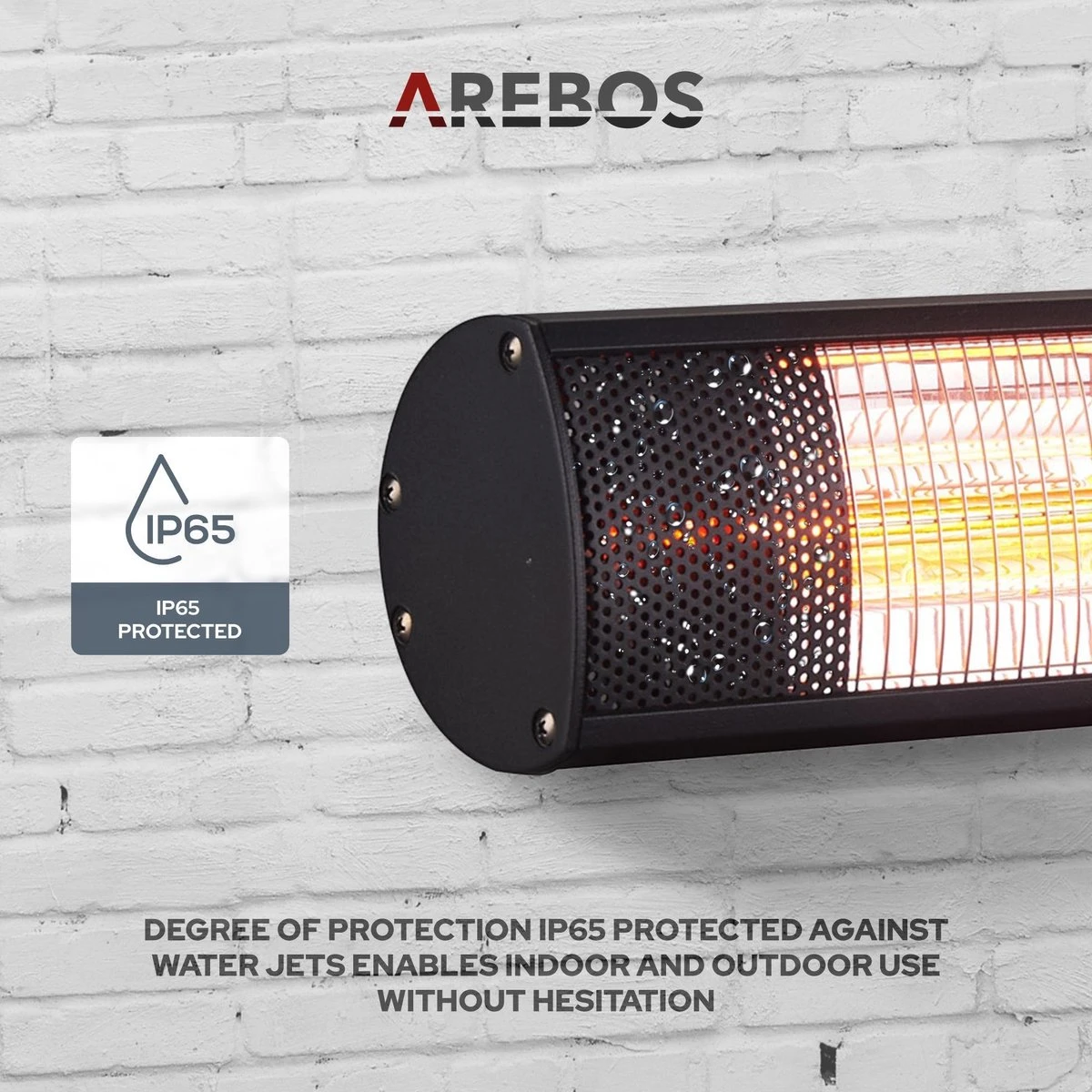AREBOS Infrarood Heater - 2000W - 3 Warmteniveaus - Terrasverwarmer Elektrisch - Binnen En Buiten Gebruik - Zwart - Afbeelding 4