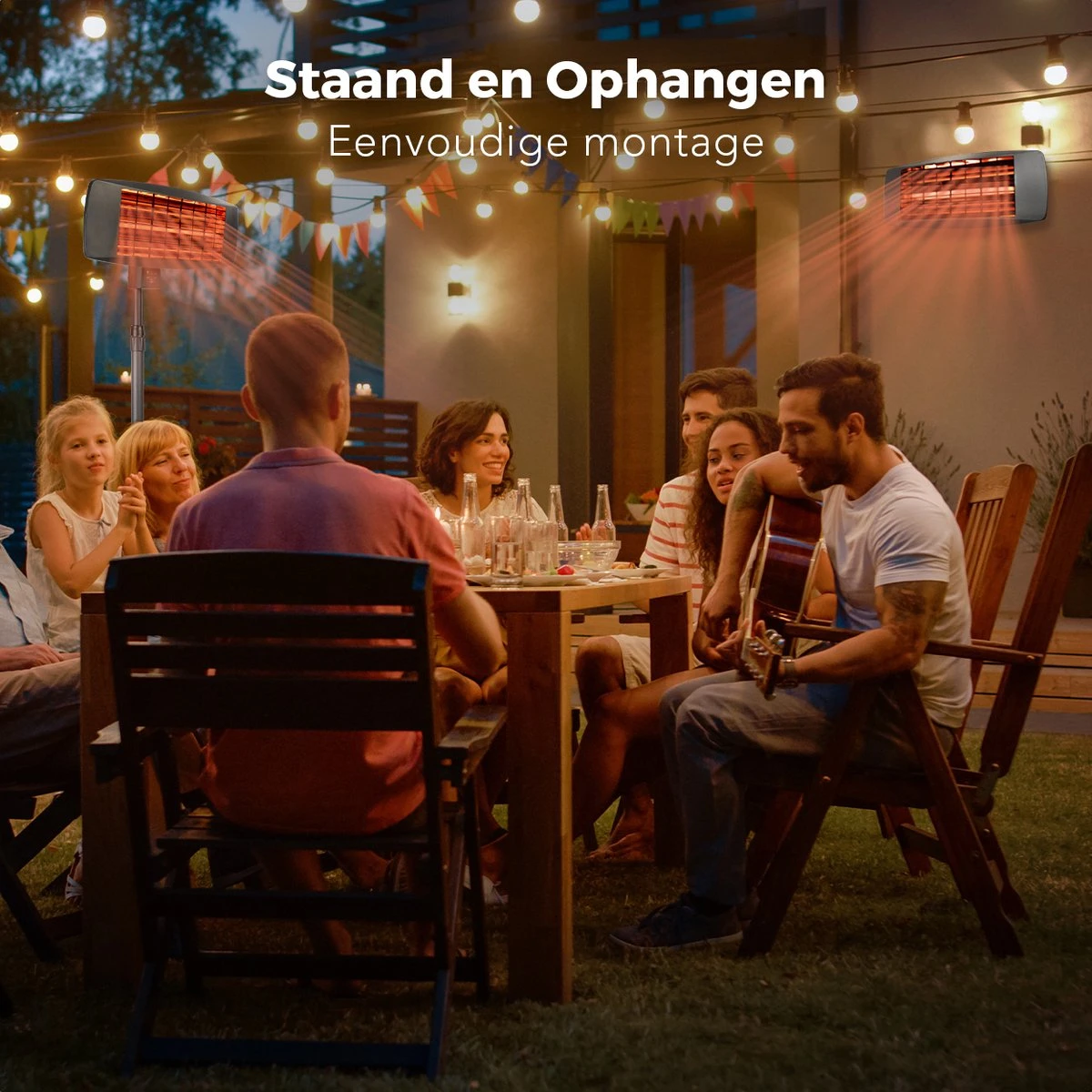 LifeGoods Terrasverwarmer - Elektrisch - 2000W - Hangend En Staand - Incl. Afstandbediening - 3 Standen - Zwart - Afbeelding 5