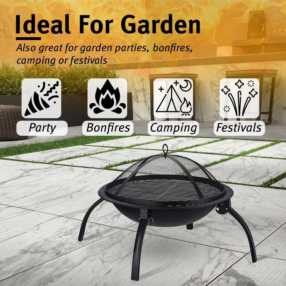 MaxxGarden Vuurschaal - Terrashaard - Vuurkorf - Opvouwbaar - Rond - 56cm - Afbeelding 10