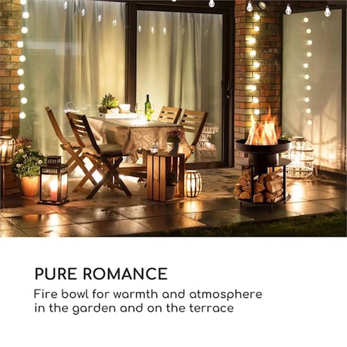 Blumfeldt Wood Stock 2-in-1 Vuurschaal & BBQ - Ø 56 Cm / 30 Cm - Met Grillplaat En Houtopslag - RVS - Afbeelding 8