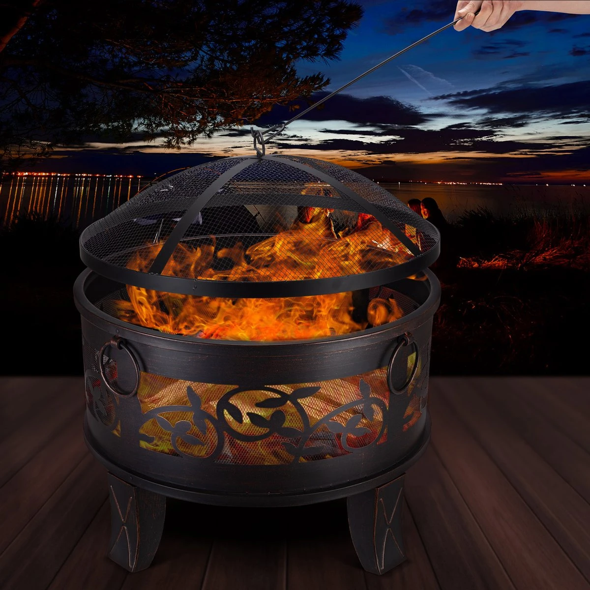 Gardebruk Vuurkorf Rond Ø 67cm – Incl. Vonkbeveiliging & Vuurhaak - Afbeelding 9