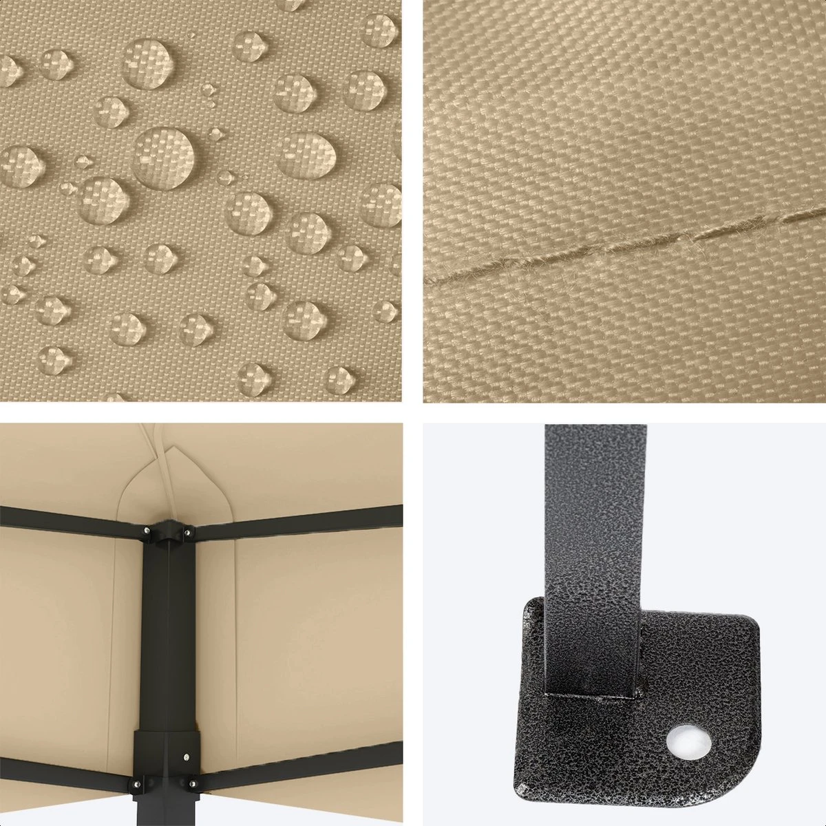 LifeGoods Partytent - 3x4.5 M - Zijwanden - Easy Up - Opvouwbaar - Waterdicht - Draagtas Met Wieltjes - Beige - Afbeelding 6