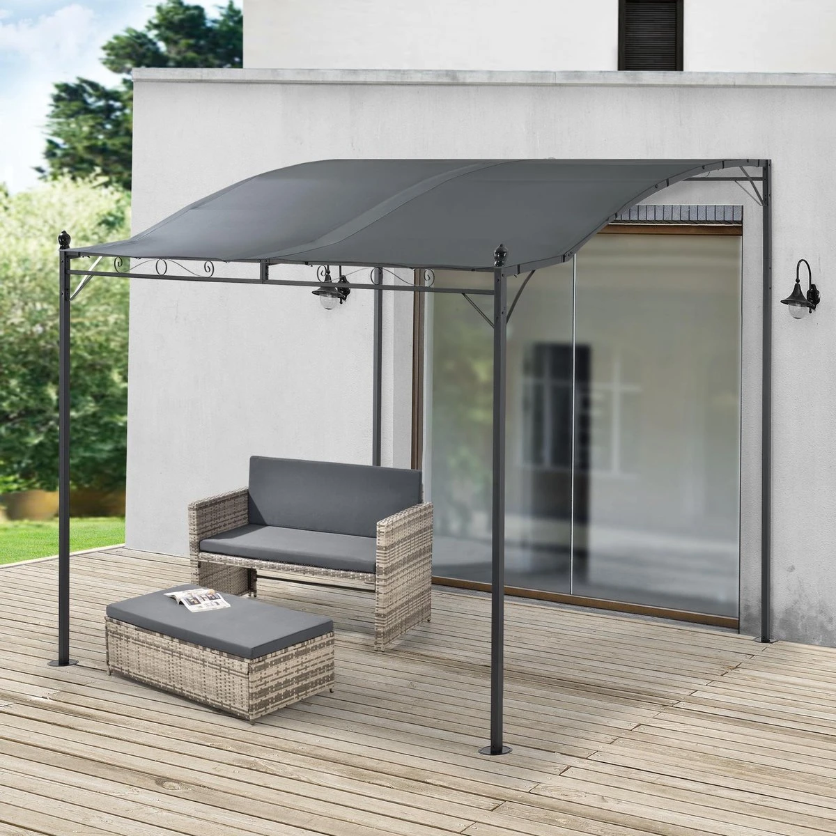 Pergola Tuinpaviljoen 300x250x243 Cm Antraciet Donkergrijs - Afbeelding 6