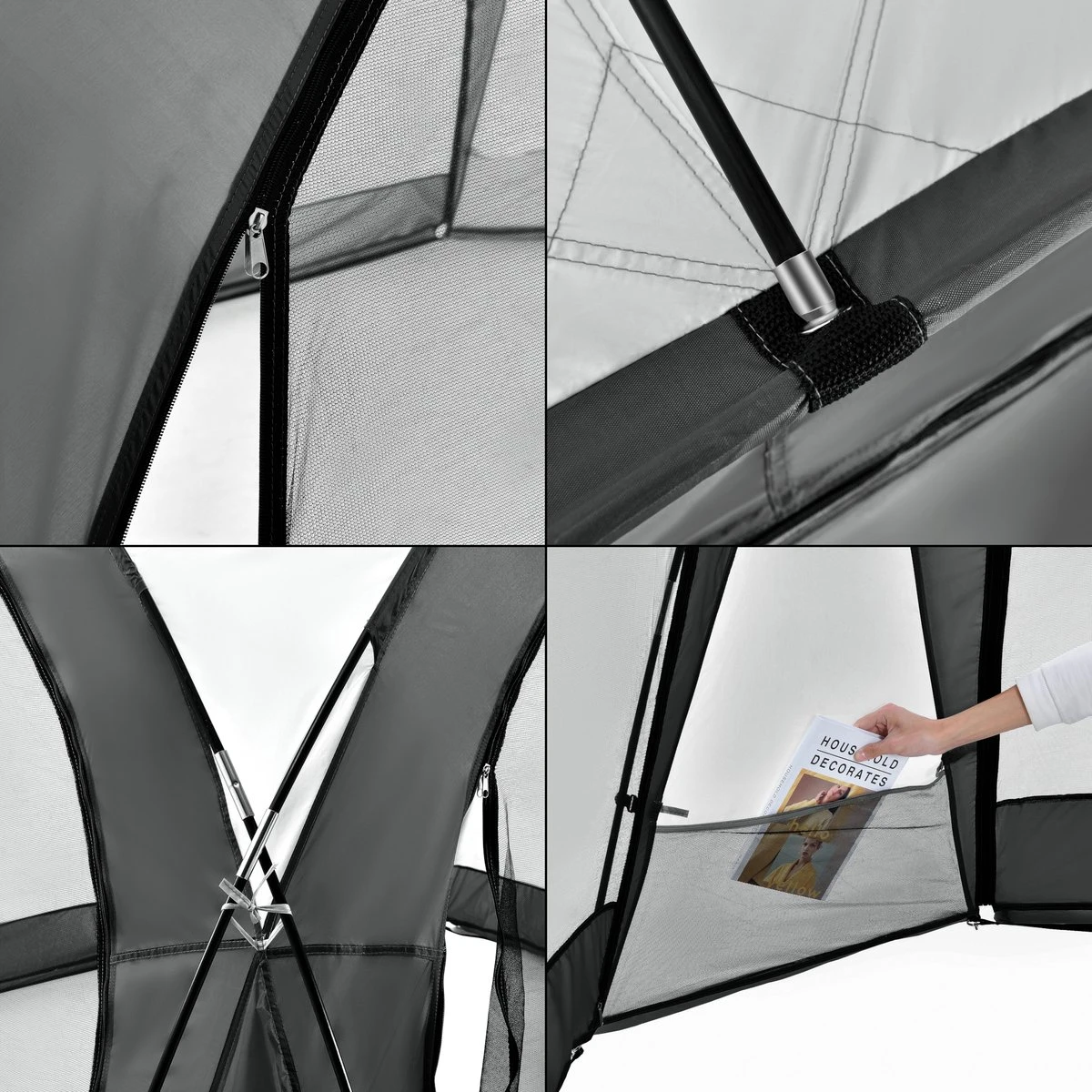 Pro-Tec Paviljoen Grästorp Met LED-verlichting 345x345x247 Cm Donkergrijs - Afbeelding 5